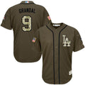 Custom Fan-Made Yasmani Grandal Los Angeles Dodgers #9 Green Service Edition Baseball Jersey