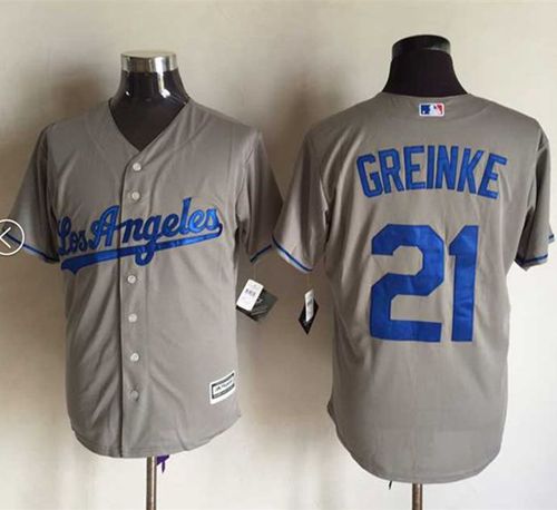 Custom Fan-Made Zack Greinke Los Angeles Dodgers #21 Grey Baseball Jersey