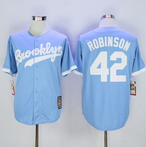 Custom Fan-Made Jackie Robinson Los Angeles Dodgers #42 Blue Throwback Baseball Jersey