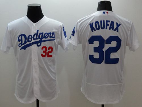 Custom Fan-Made Sandy Koufax Los Angeles Dodgers #32 White Baseball Jersey