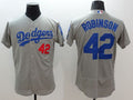 Custom Fan-Made Jackie Robinson Los Angeles Dodgers #42 Grey Baseball Jersey