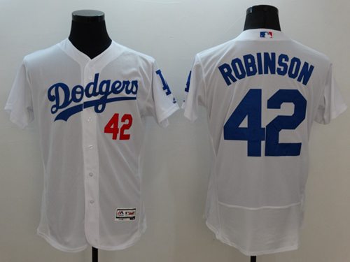 Custom Fan-Made Jackie Robinson Los Angeles Dodgers #42 White Baseball Jersey