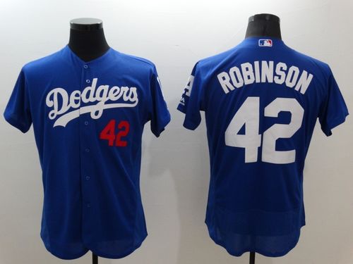 Custom Fan-Made Jackie Robinson Los Angeles Dodgers #42 Blue Baseball Jersey