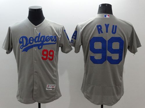 Custom Fan-Made Hyun Jin Ryu Los Angeles Dodgers #99 Grey Baseball Jersey