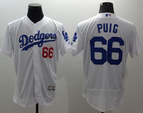 Custom Fan-Made Yasiel Puig Los Angeles Dodgers #66 White Baseball Jersey