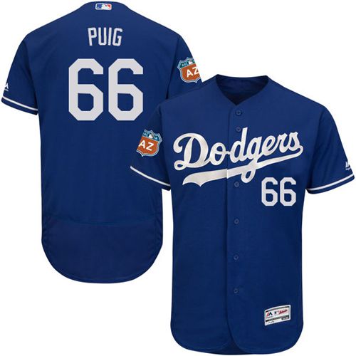 Custom Fan-Made Yasiel Puig Los Angeles Dodgers #66 Blue Baseball Jersey
