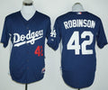Custom Fan-Made Jackie Robinson Cooperstown Los Angeles Dodgers #42 Blue Baseball Jersey