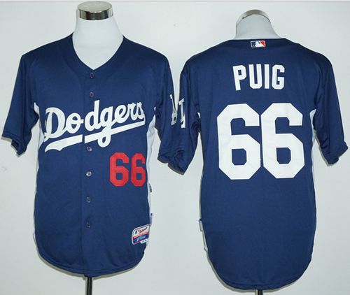 Custom Fan-Made Yasiel Puig Cooperstown Los Angeles Dodgers #66 Blue Baseball Jersey