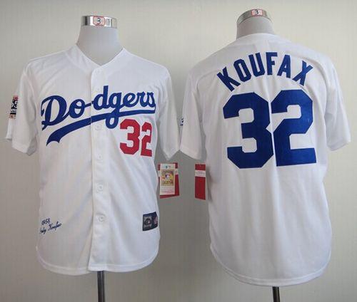 Custom Fan-Made Sandy Koufax Los Angeles Dodgers #32 White 1958 Baseball Jersey