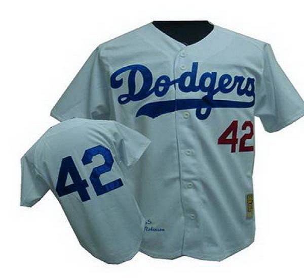 Custom Fan-Made Jackie Robinson Los Angeles Dodgers #42 White Throwback Baseball Jersey