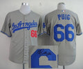 Custom Fan-Made Yasiel Puig Autographed Los Angeles Dodgers #66 Grey Baseball Jersey