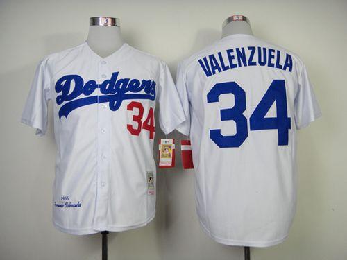 Custom Fan-Made Fernando Valenzuela Los Angeles Dodgers #34 White 1955 Throwback Baseball Jersey