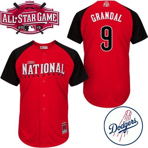 Custom Fan-Made Yasmani Grandal Los Angeles Dodgers #9 Red 2015 All-Star Edition Baseball Jersey