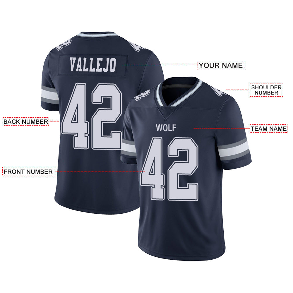 Custom navy football jersey front view | GameDay Jerseys