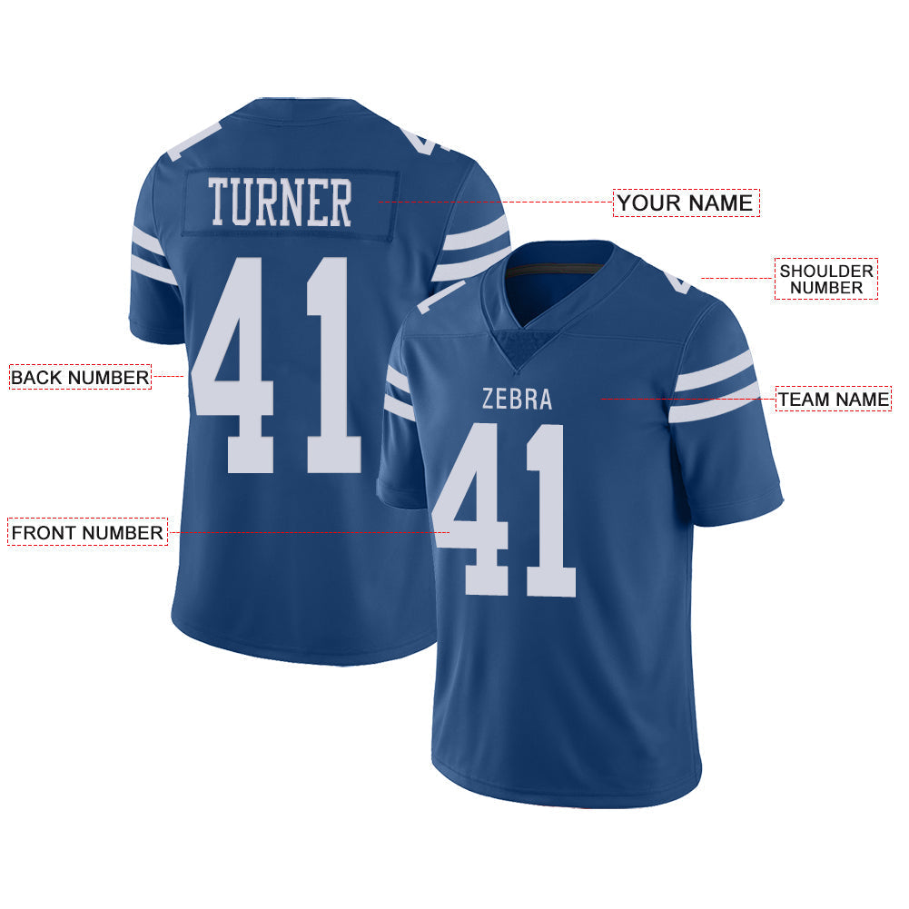 Custom blue football jersey front view | GameDay Jerseys