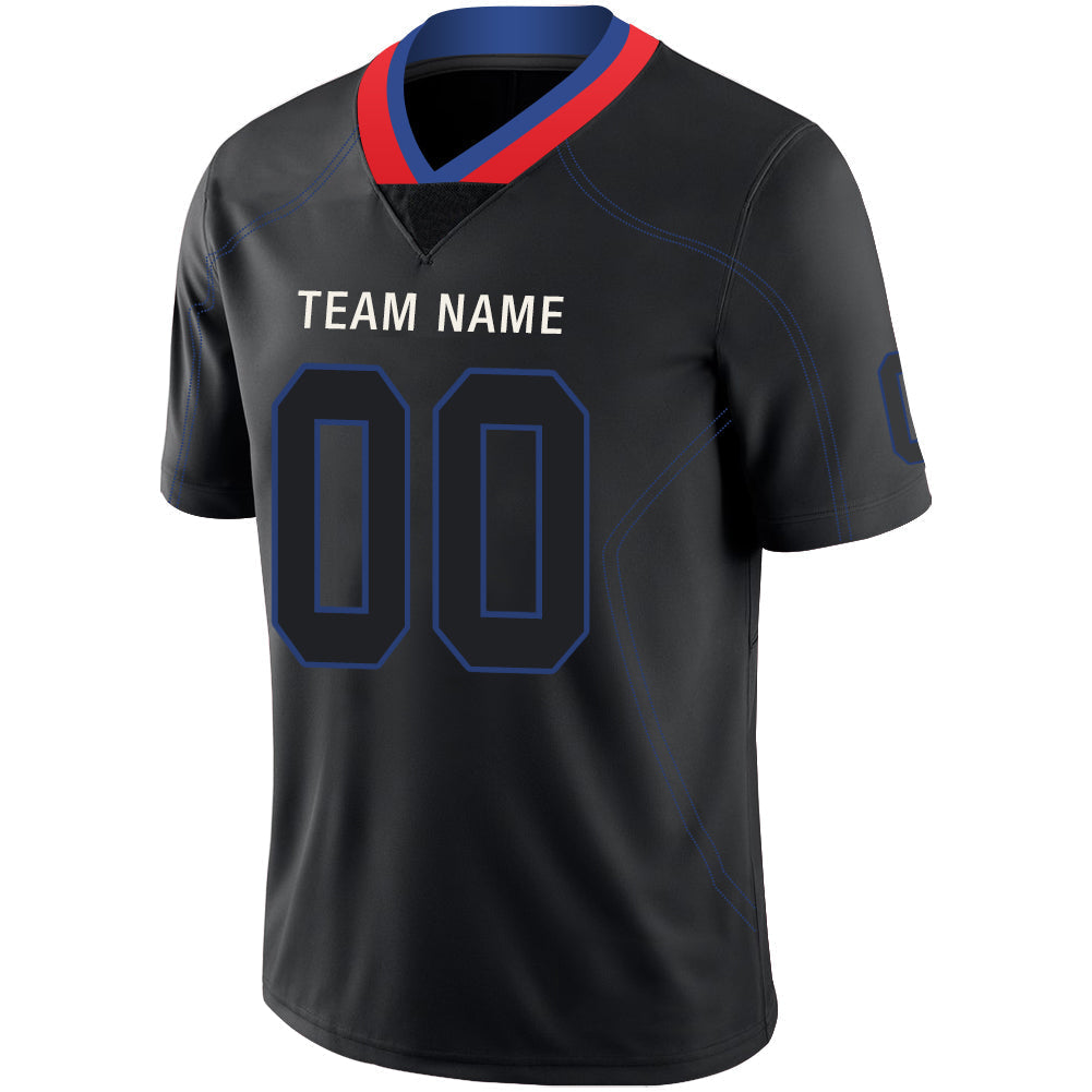 Custom black football jersey detail | GameDay Jerseys