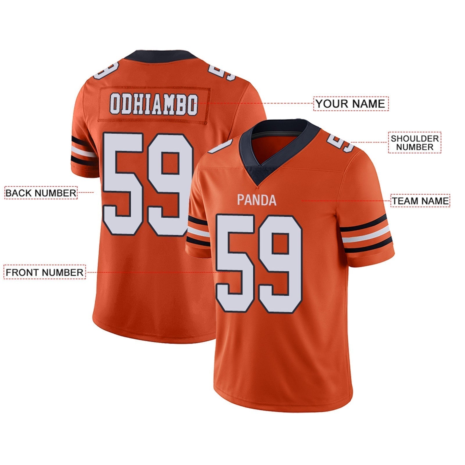 Custom navy football jersey full view | GameDay Jerseys