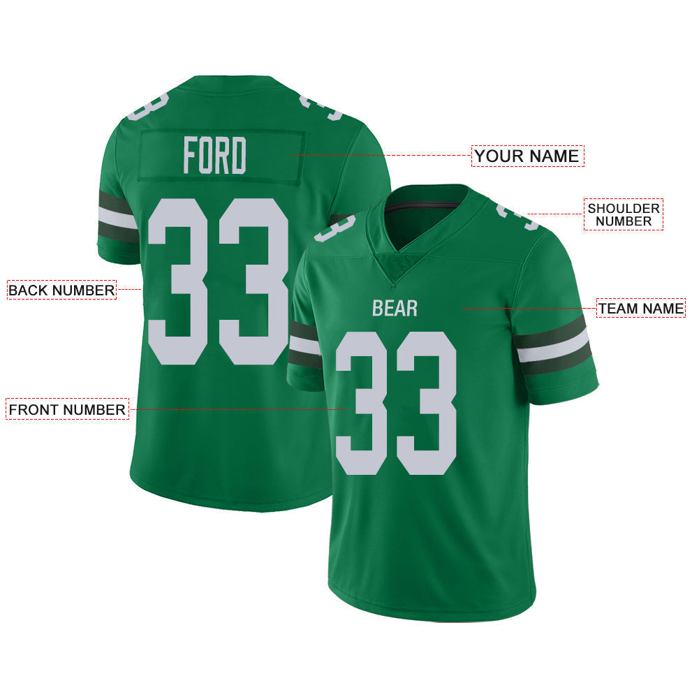 Custom green football jersey front view | GameDay Jerseys