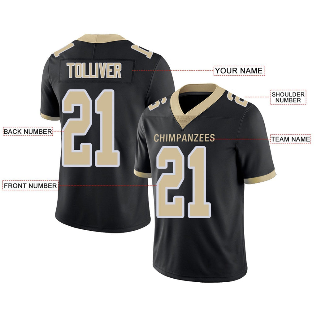 Custom black football jersey back view | GameDay Jerseys