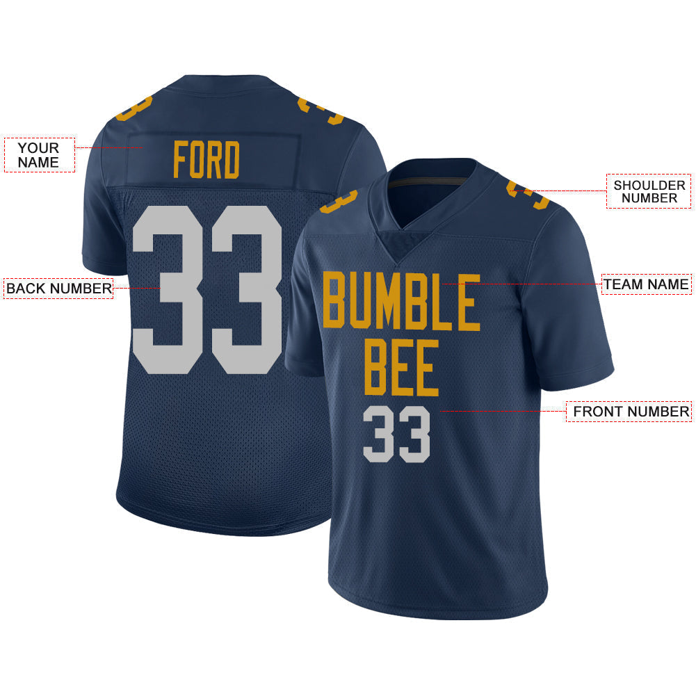 Custom navy football jersey front view | GameDay Jerseys