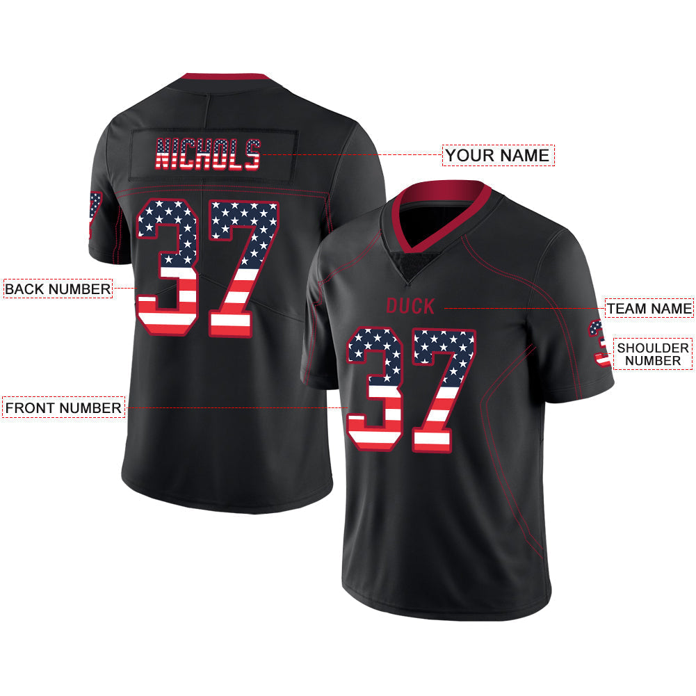 Custom black football jersey front view | GameDay Jerseys