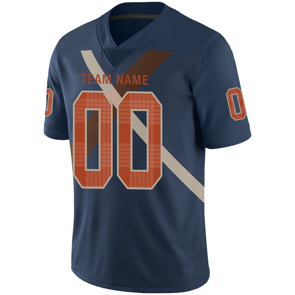 Custom navy football jersey detail | GameDay Jerseys