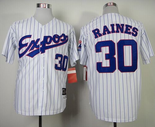 Custom Fan-Made Tim Raines Blue Style #30 Blue 1982 Throwback Baseball Jersey