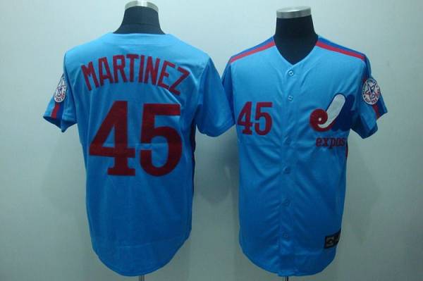 Custom Fan-Made Pedro Martinez Style #45 Blue Throwback Baseball Jersey