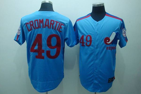 Custom Fan-Made Warren Cromartie Style #49 Blue Throwback Baseball Jersey