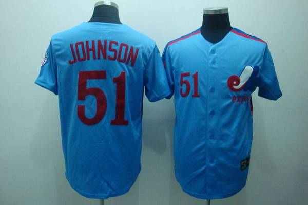 Custom Fan-Made Randy Johnson Style #51 Blue Throwback Baseball Jersey