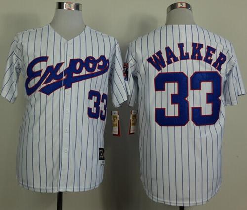 Custom Fan-Made Larry Walker Style #33 White 1982 Throwback Baseball Jersey