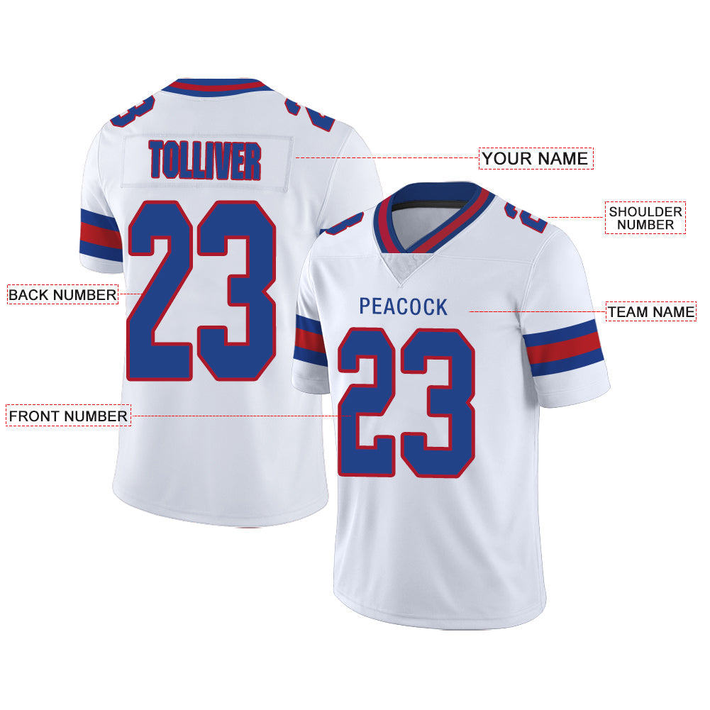 Custom white football jersey front view | GameDay Jerseys