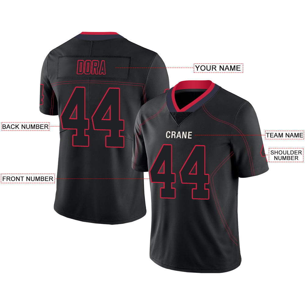 Custom black football jersey front view | GameDay Jerseys