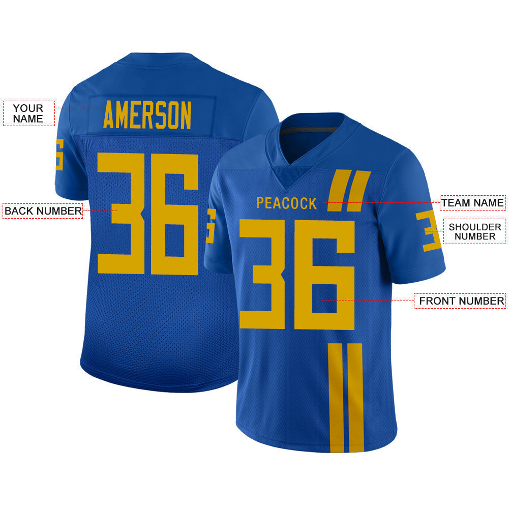 Custom blue football jersey front view | GameDay Jerseys