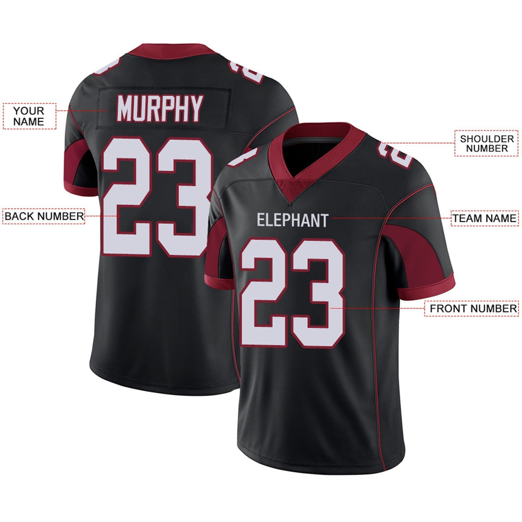 Custom red football jersey detail | GameDay Jerseys