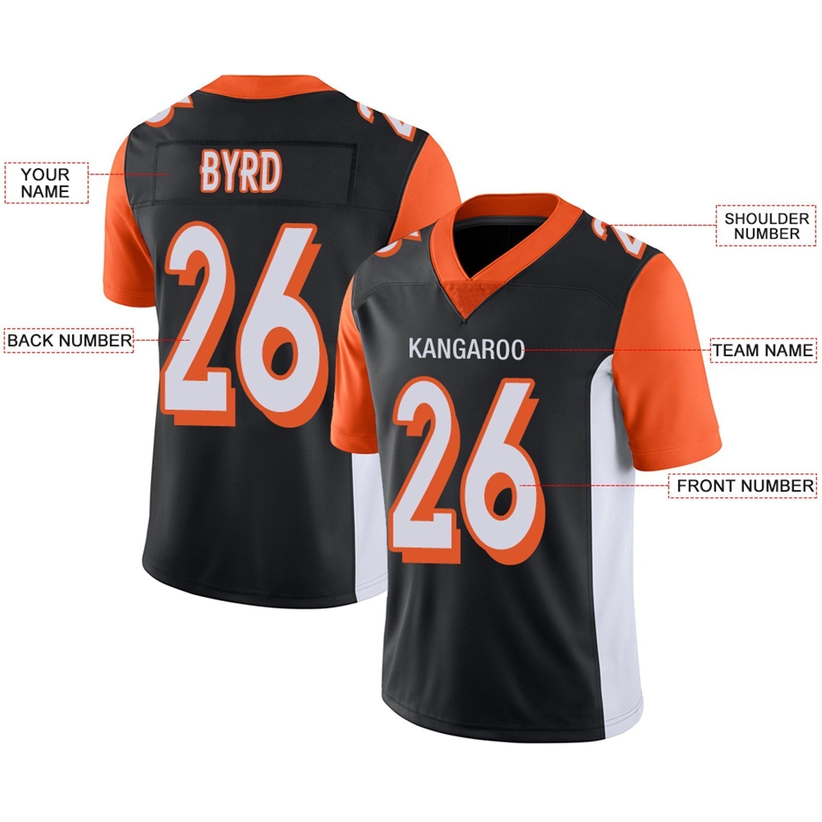 Custom orange football jersey product shot | GameDay Jerseys
