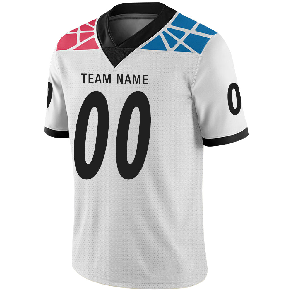Custom white football jersey detail | GameDay Jerseys