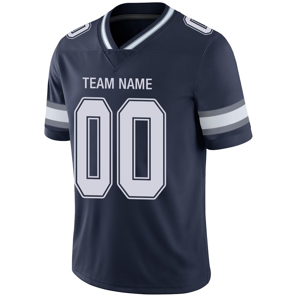 Custom navy football jersey detail | GameDay Jerseys