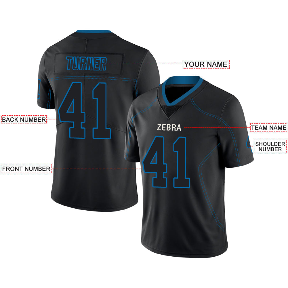Custom black football jersey front view | GameDay Jerseys