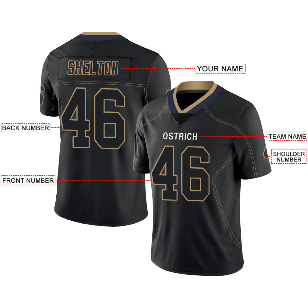 Custom black football jersey front view | GameDay Jerseys