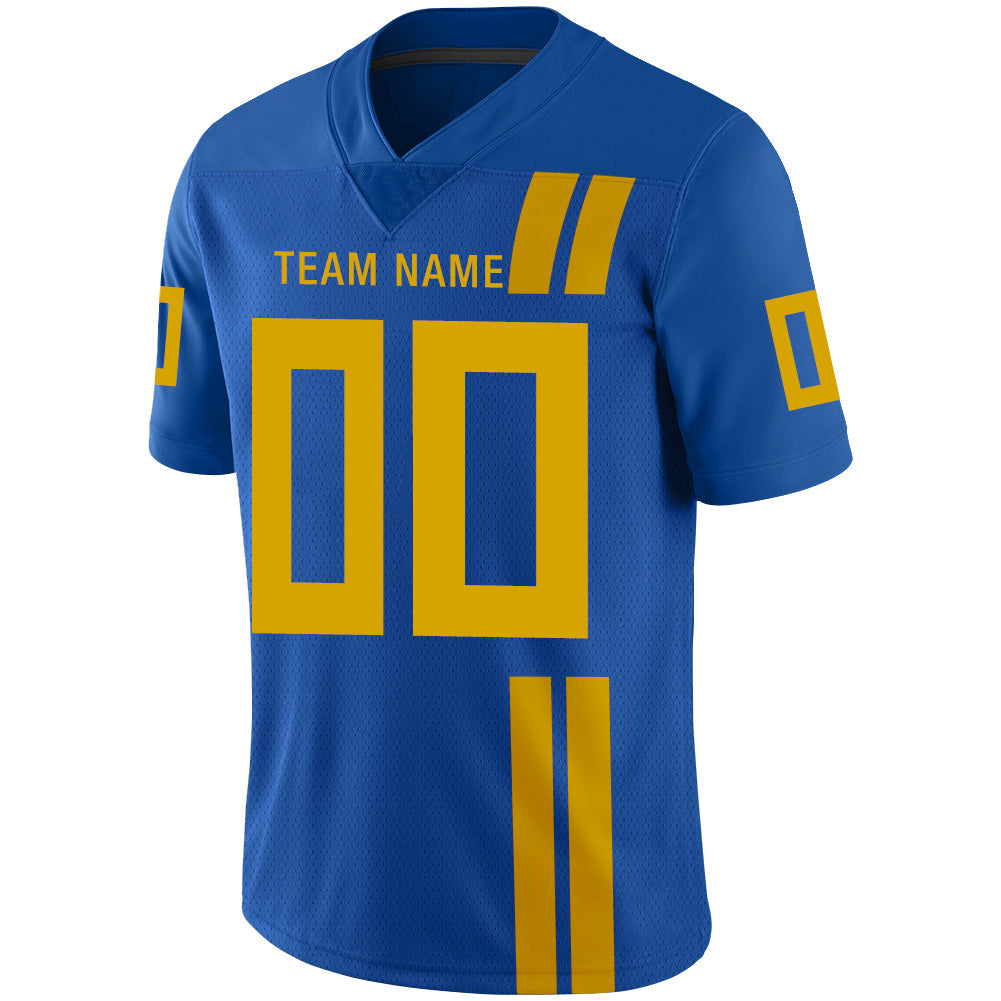 Custom blue football jersey detail | GameDay Jerseys