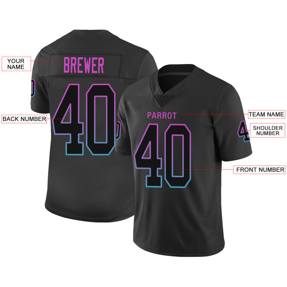 Custom black football jersey front view | GameDay Jerseys