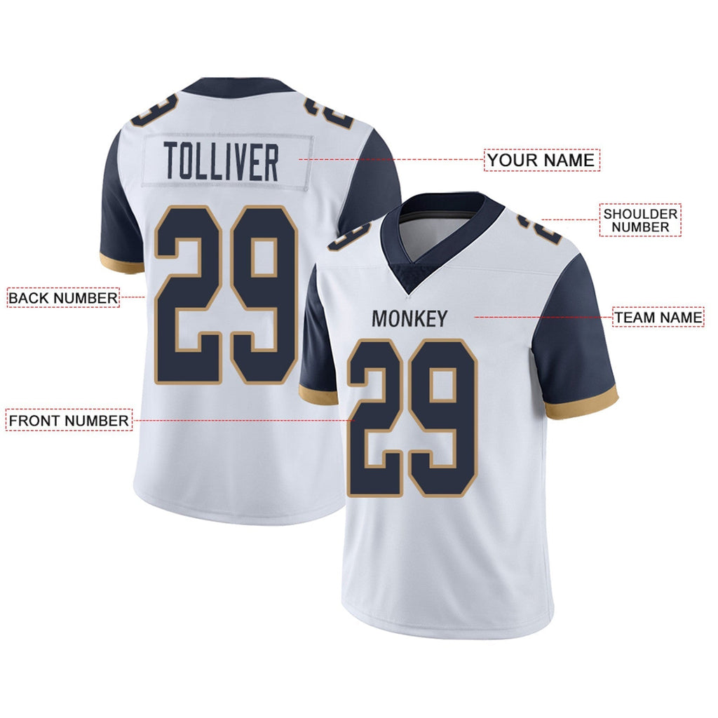 Custom navy football jersey studio shot | GameDay Jerseys