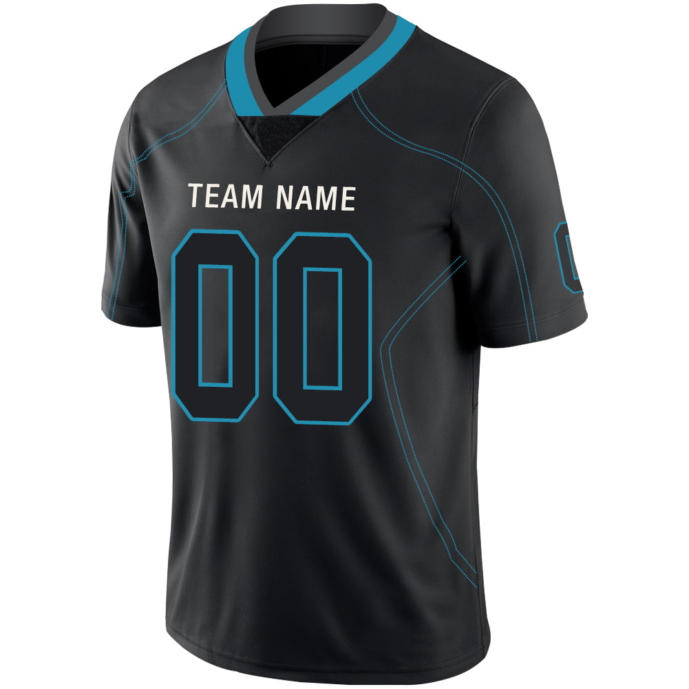 Custom black football jersey detail | GameDay Jerseys