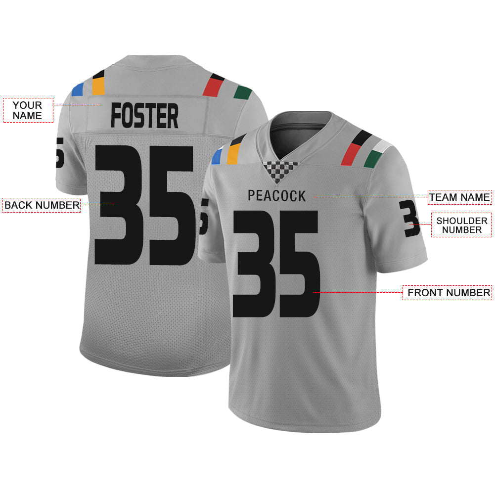 Custom grey football jersey front view | GameDay Jerseys