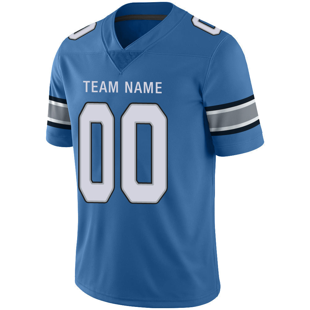 Custom blue football jersey detail | GameDay Jerseys