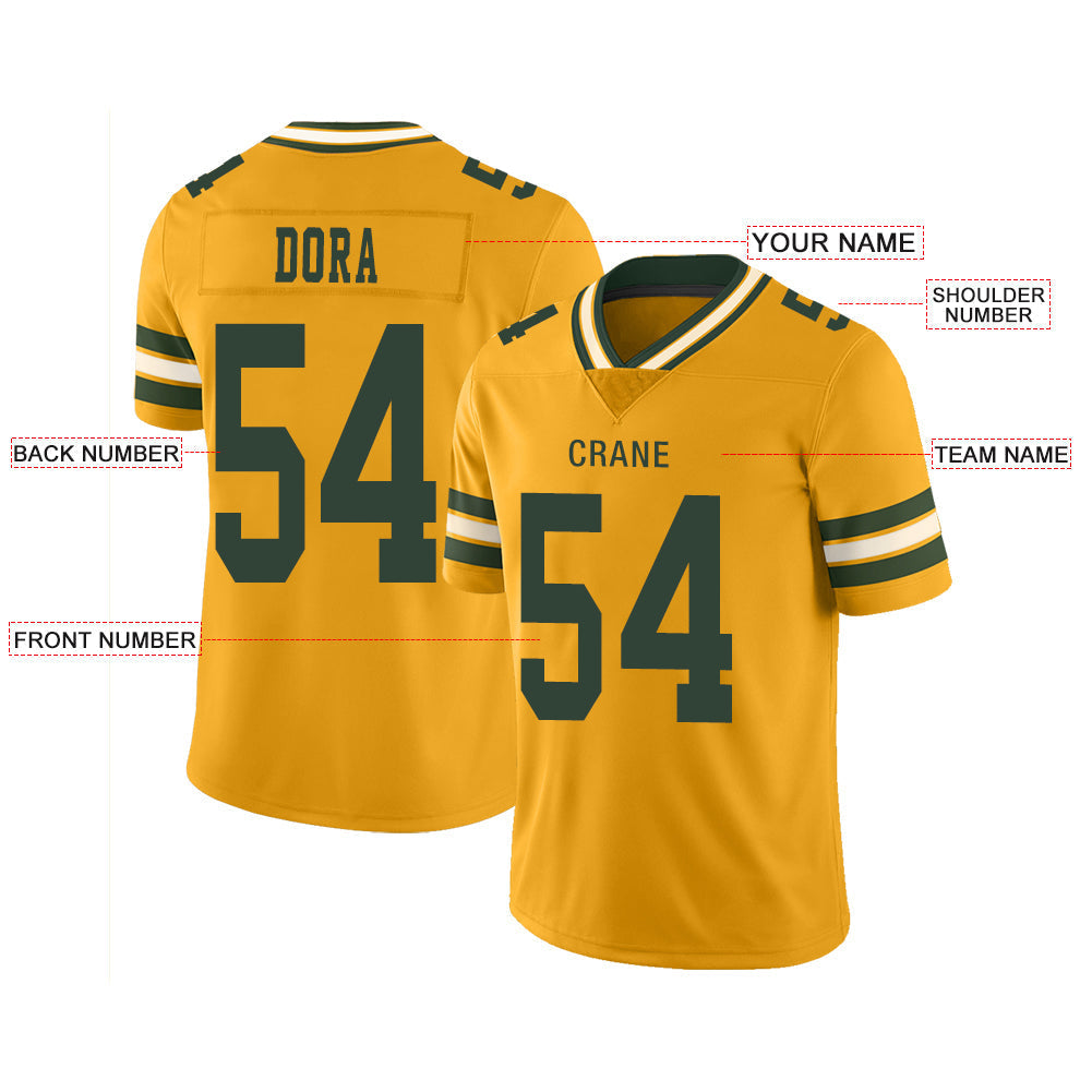Custom yellow football jersey front view | GameDay Jerseys