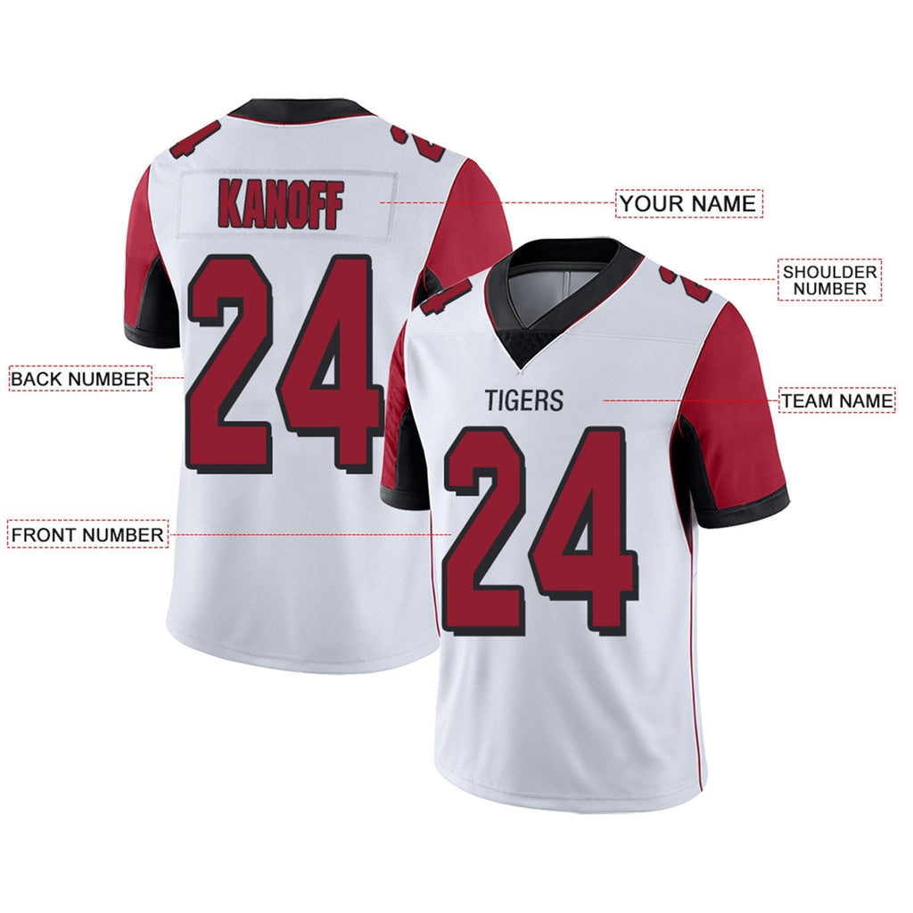 Custom red football jersey detail | GameDay Jerseys