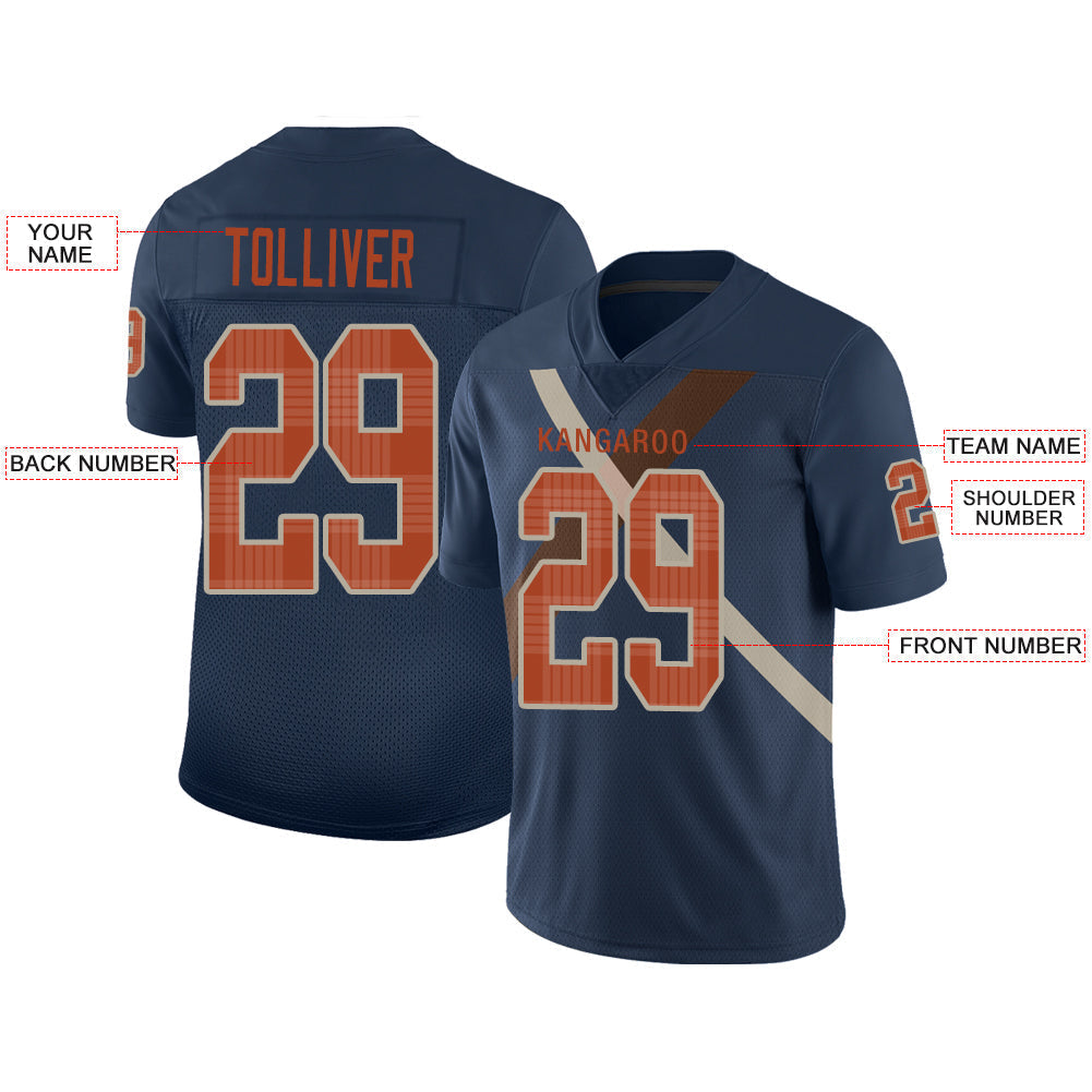 Custom navy football jersey front view | GameDay Jerseys