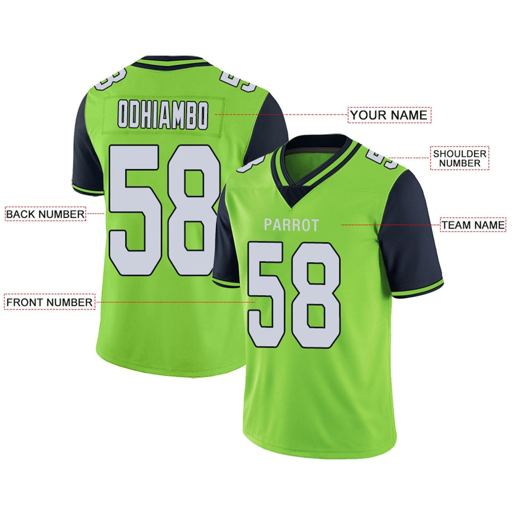 Custom navy football jersey detail | GameDay Jerseys